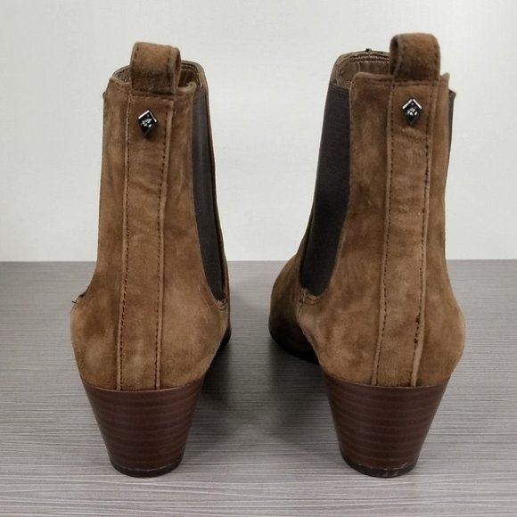 Sam Edelman Ressa Bootie, Brown Suede & Fabric, Womens Size 6.5 M / 36.5 - Picture 5 of 12